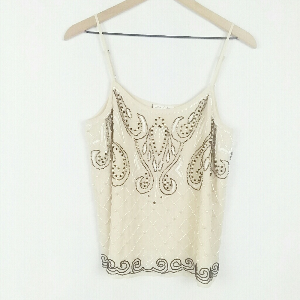 Willow & clay NWT beaded & sequenced design lined tank